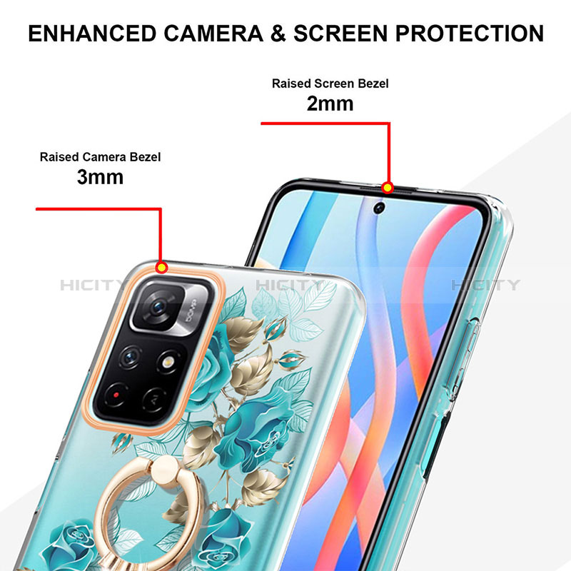 Funda Silicona Gel Goma Patron de Moda Carcasa con Anillo de dedo Soporte Y06B para Xiaomi Poco M4 Pro 5G