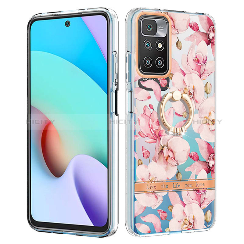 Funda Silicona Gel Goma Patron de Moda Carcasa con Anillo de dedo Soporte Y06B para Xiaomi Redmi 10 (2022)