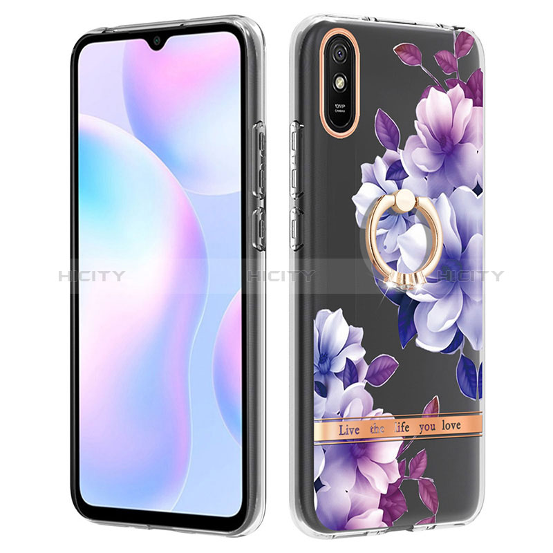 Funda Silicona Gel Goma Patron de Moda Carcasa con Anillo de dedo Soporte Y06B para Xiaomi Redmi 9A