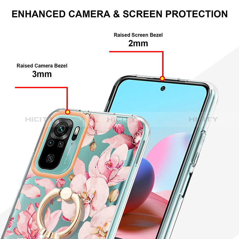 Funda Silicona Gel Goma Patron de Moda Carcasa con Anillo de dedo Soporte Y06B para Xiaomi Redmi Note 10 4G