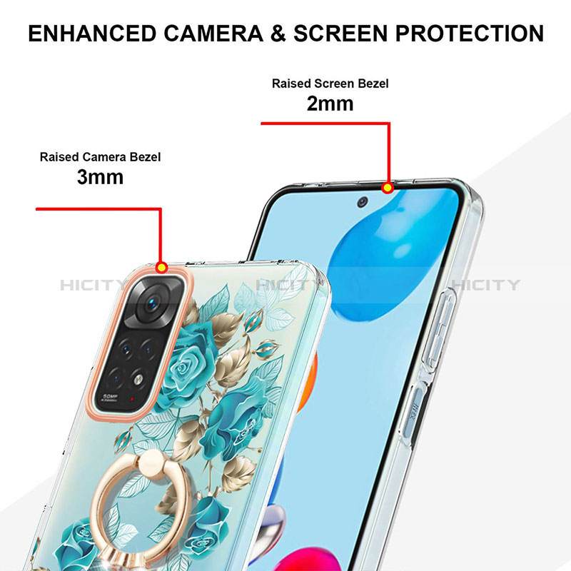 Funda Silicona Gel Goma Patron de Moda Carcasa con Anillo de dedo Soporte Y06B para Xiaomi Redmi Note 11 4G (2022)