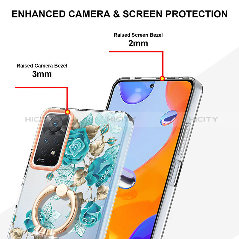 Funda Silicona Gel Goma Patron de Moda Carcasa con Anillo de dedo Soporte Y06B para Xiaomi Redmi Note 11 Pro 4G