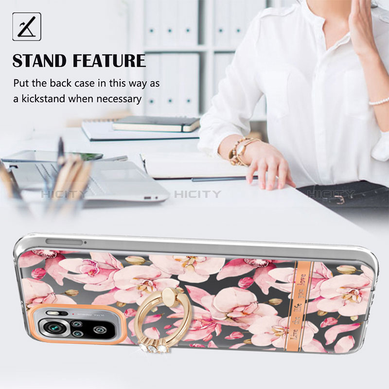 Funda Silicona Gel Goma Patron de Moda Carcasa con Anillo de dedo Soporte Y06B para Xiaomi Redmi Note 11 SE India 4G