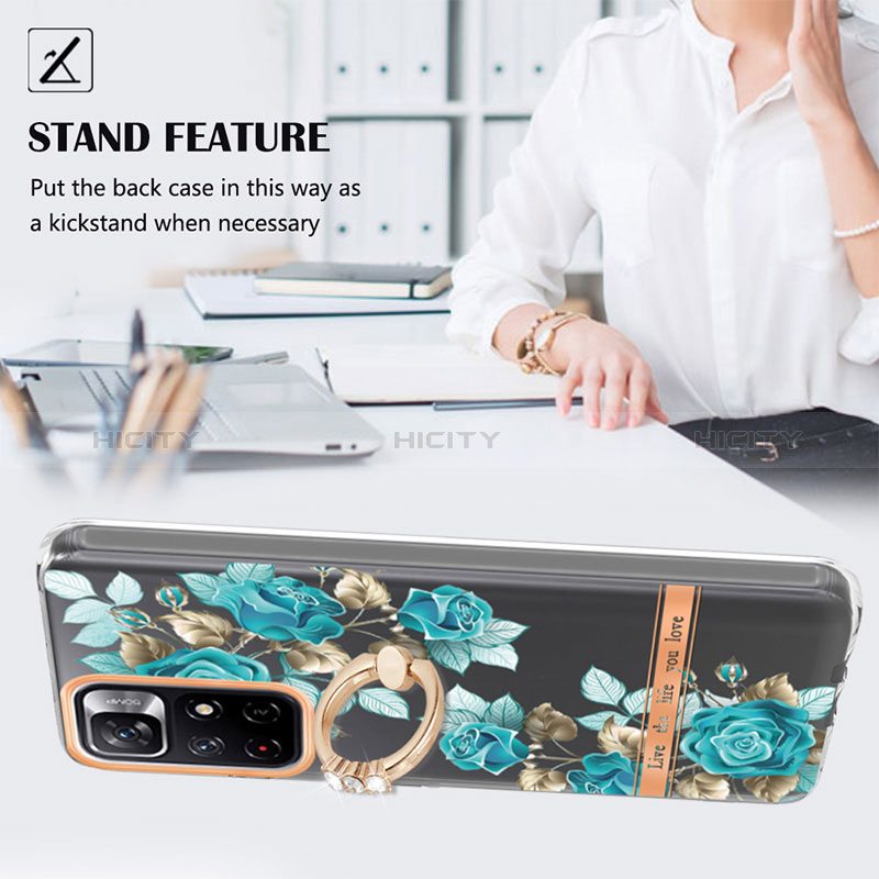 Funda Silicona Gel Goma Patron de Moda Carcasa con Anillo de dedo Soporte Y06B para Xiaomi Redmi Note 11T 5G