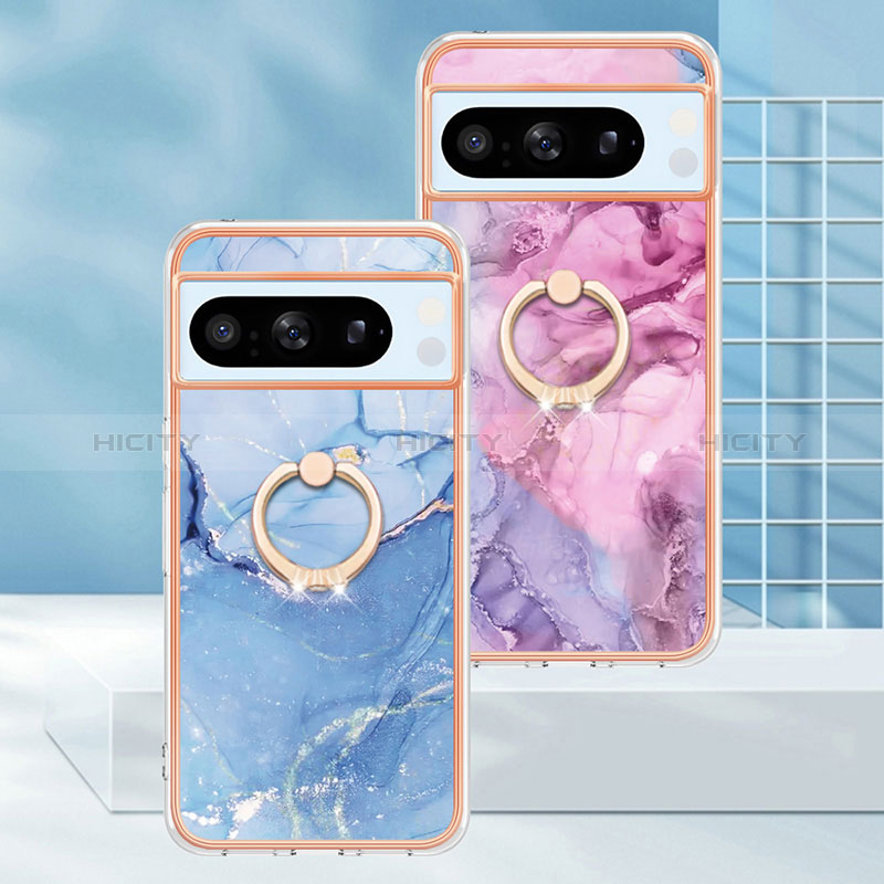 Funda Silicona Gel Goma Patron de Moda Carcasa con Anillo de dedo Soporte YB1 para Google Pixel 8 Pro 5G