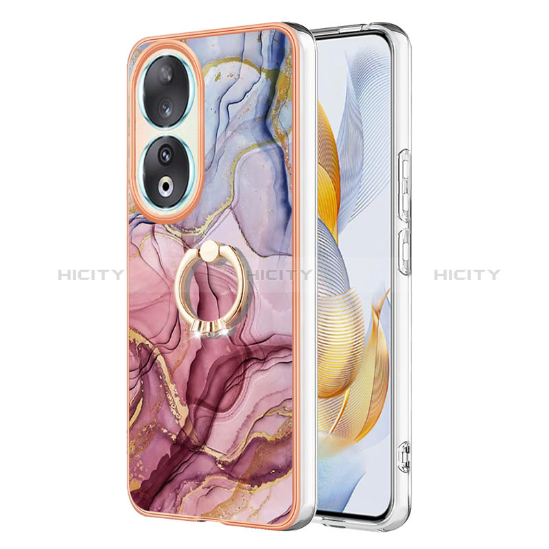 Funda Silicona Gel Goma Patron de Moda Carcasa con Anillo de dedo Soporte YB1 para Huawei Honor 90 5G