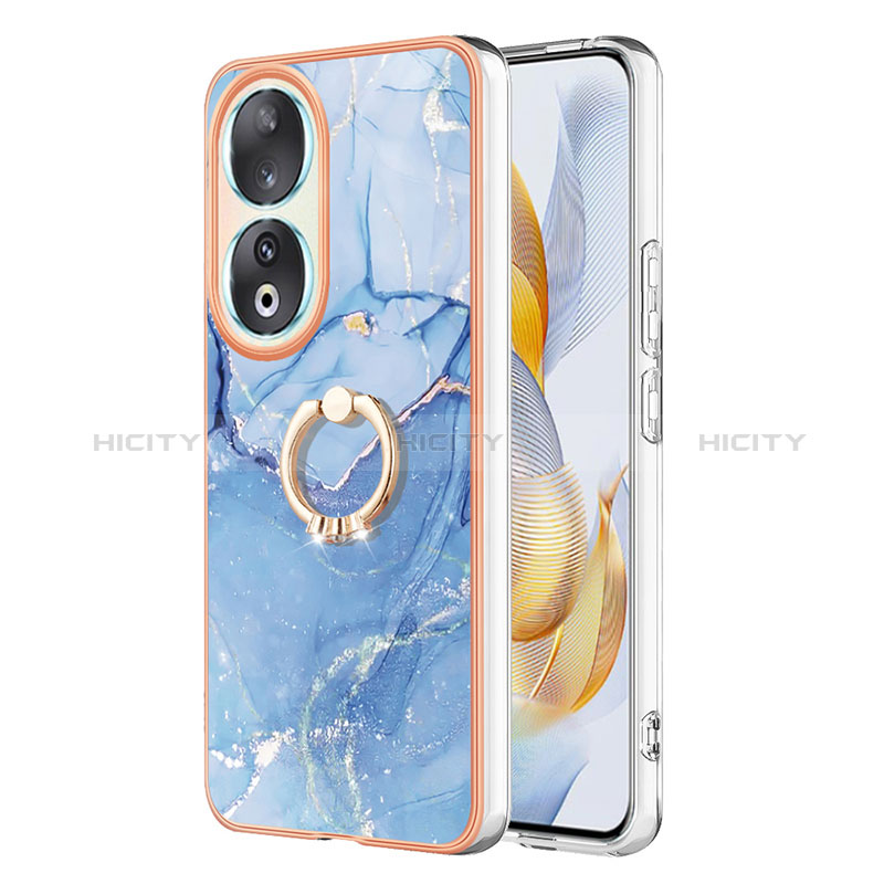 Funda Silicona Gel Goma Patron de Moda Carcasa con Anillo de dedo Soporte YB1 para Huawei Honor 90 5G