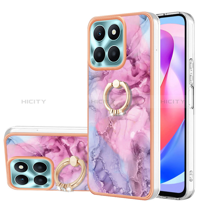 Funda Silicona Gel Goma Patron de Moda Carcasa con Anillo de dedo Soporte YB1 para Huawei Honor X6a