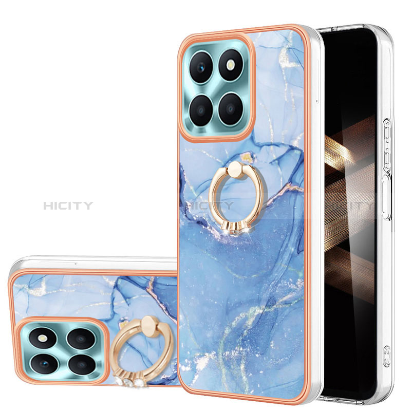 Funda Silicona Gel Goma Patron de Moda Carcasa con Anillo de dedo Soporte YB1 para Huawei Honor X8b