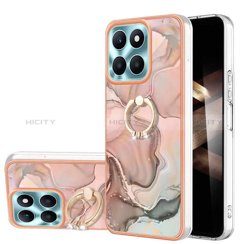 Funda Silicona Gel Goma Patron de Moda Carcasa con Anillo de dedo Soporte YB1 para Huawei Honor X8b Multicolor