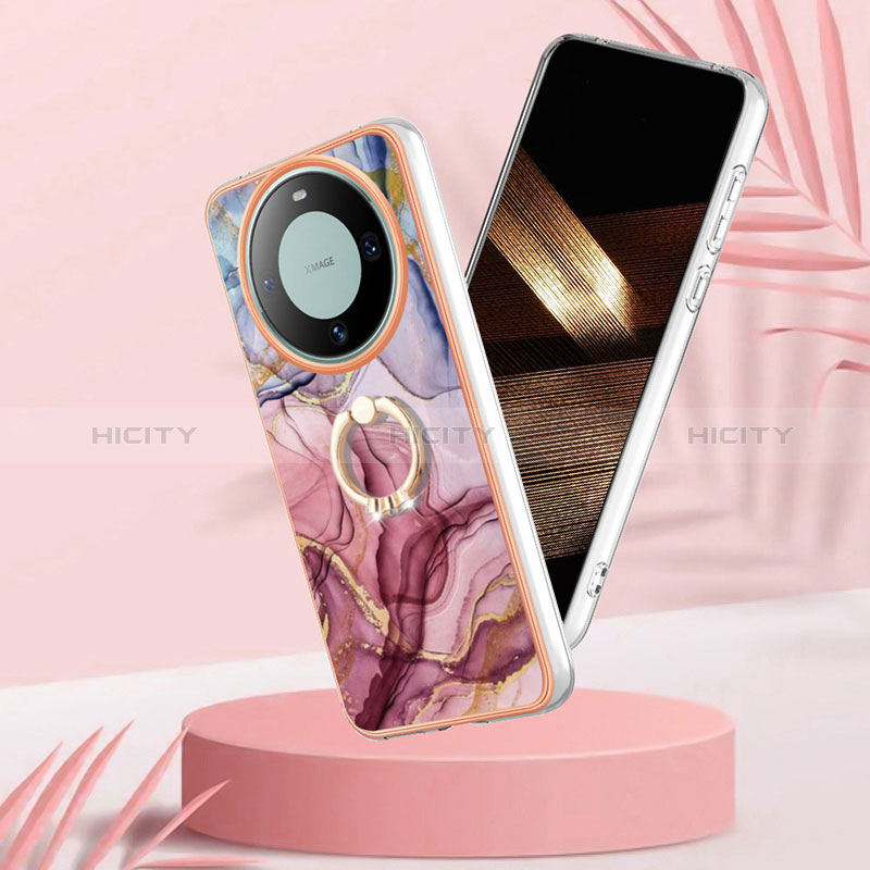 Funda Silicona Gel Goma Patron de Moda Carcasa con Anillo de dedo Soporte YB1 para Huawei Mate 60