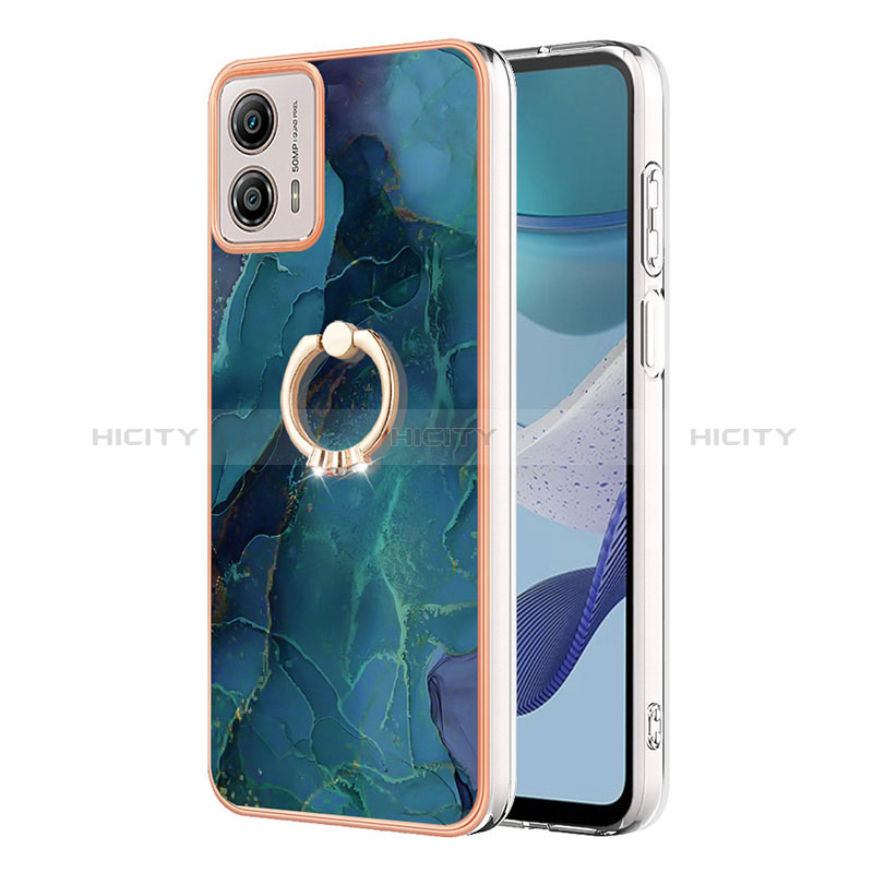 Funda Silicona Gel Goma Patron de Moda Carcasa con Anillo de dedo Soporte YB1 para Motorola Moto G53j 5G