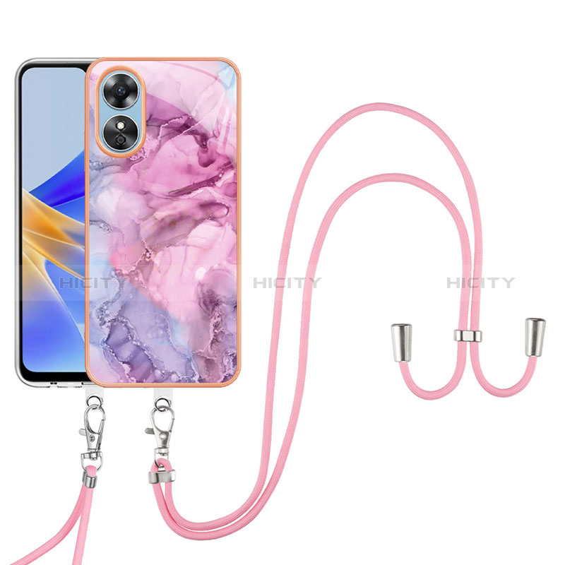 Funda Silicona Gel Goma Patron de Moda Carcasa con Anillo de dedo Soporte YB1 para Oppo A17