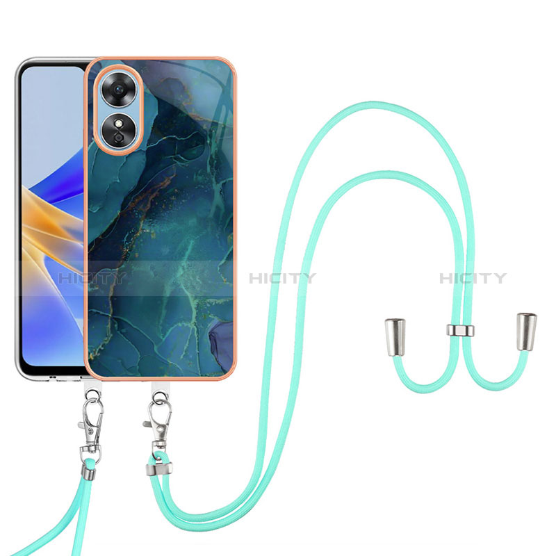 Funda Silicona Gel Goma Patron de Moda Carcasa con Anillo de dedo Soporte YB1 para Oppo A17