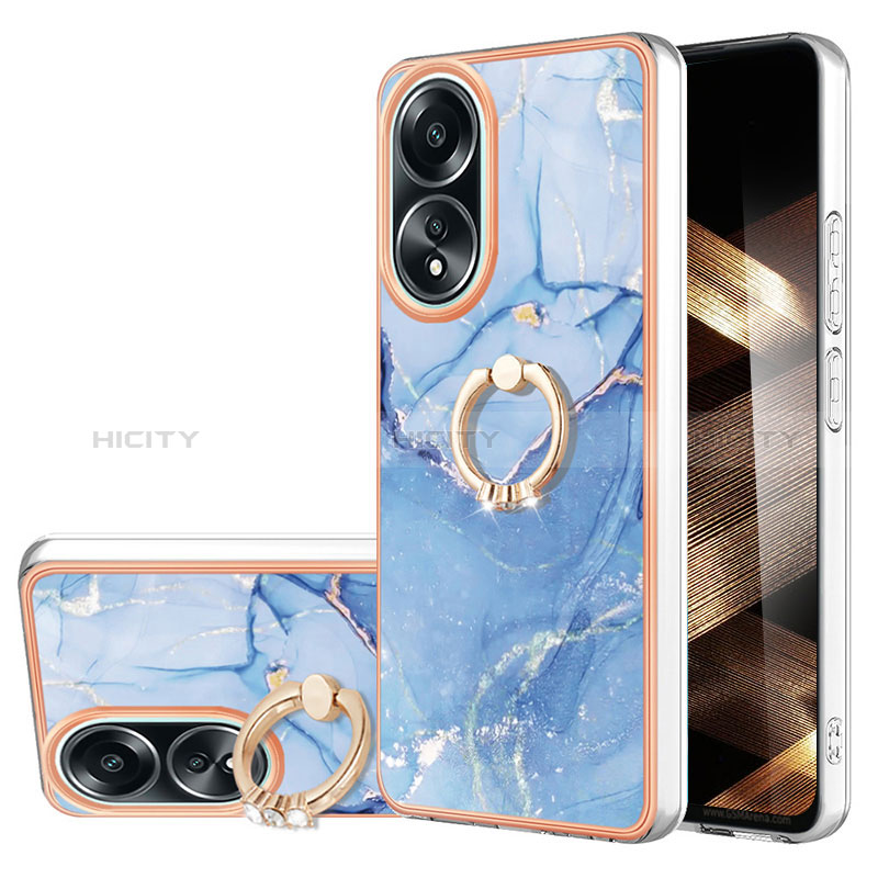 Funda Silicona Gel Goma Patron de Moda Carcasa con Anillo de dedo Soporte YB1 para Oppo A18