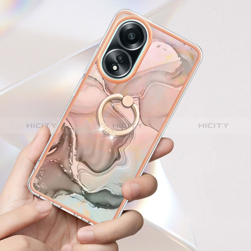 Funda Silicona Gel Goma Patron de Moda Carcasa con Anillo de dedo Soporte YB1 para Oppo A18