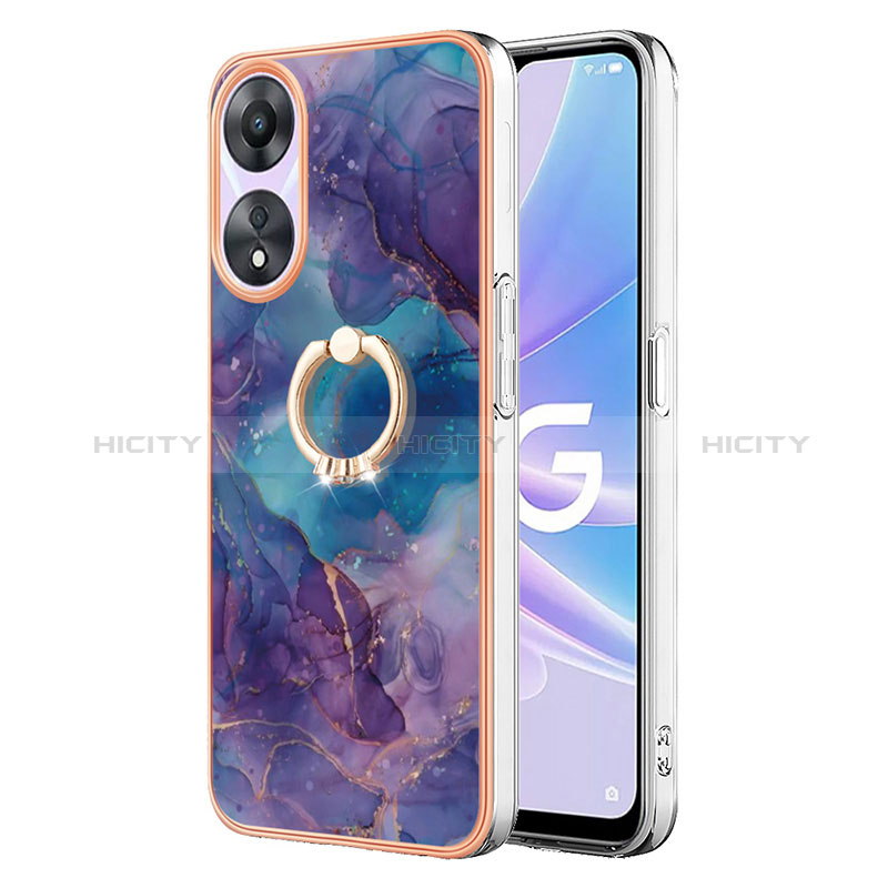 Funda Silicona Gel Goma Patron de Moda Carcasa con Anillo de dedo Soporte YB1 para Oppo A58 5G