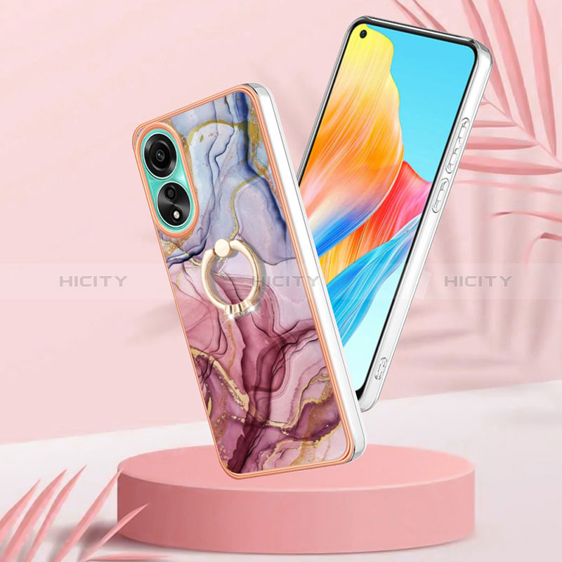 Funda Silicona Gel Goma Patron de Moda Carcasa con Anillo de dedo Soporte YB1 para Oppo A78 4G