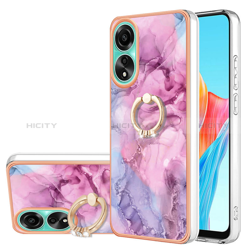 Funda Silicona Gel Goma Patron de Moda Carcasa con Anillo de dedo Soporte YB1 para Oppo A78 4G