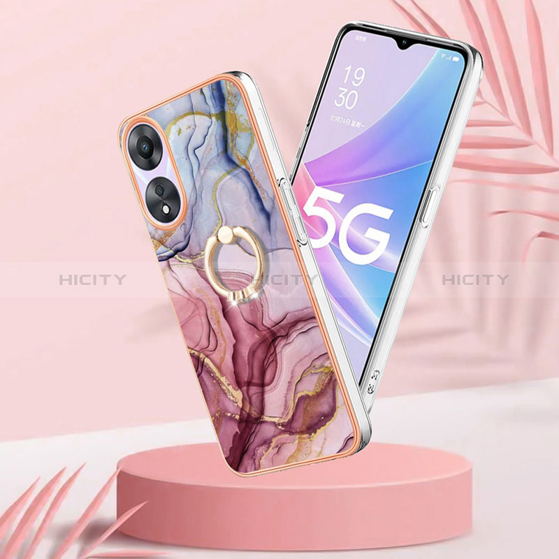 Funda Silicona Gel Goma Patron de Moda Carcasa con Anillo de dedo Soporte YB1 para Oppo A78 5G