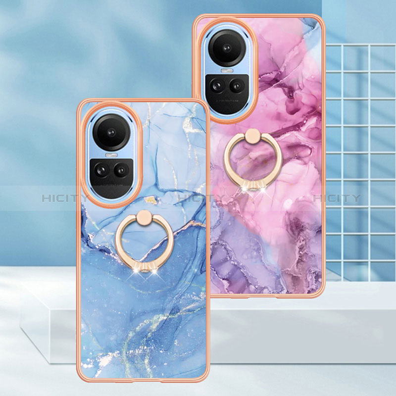 Funda Silicona Gel Goma Patron de Moda Carcasa con Anillo de dedo Soporte YB1 para Oppo Reno10 5G