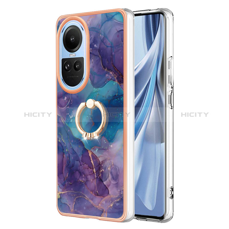 Funda Silicona Gel Goma Patron de Moda Carcasa con Anillo de dedo Soporte YB1 para Oppo Reno10 5G