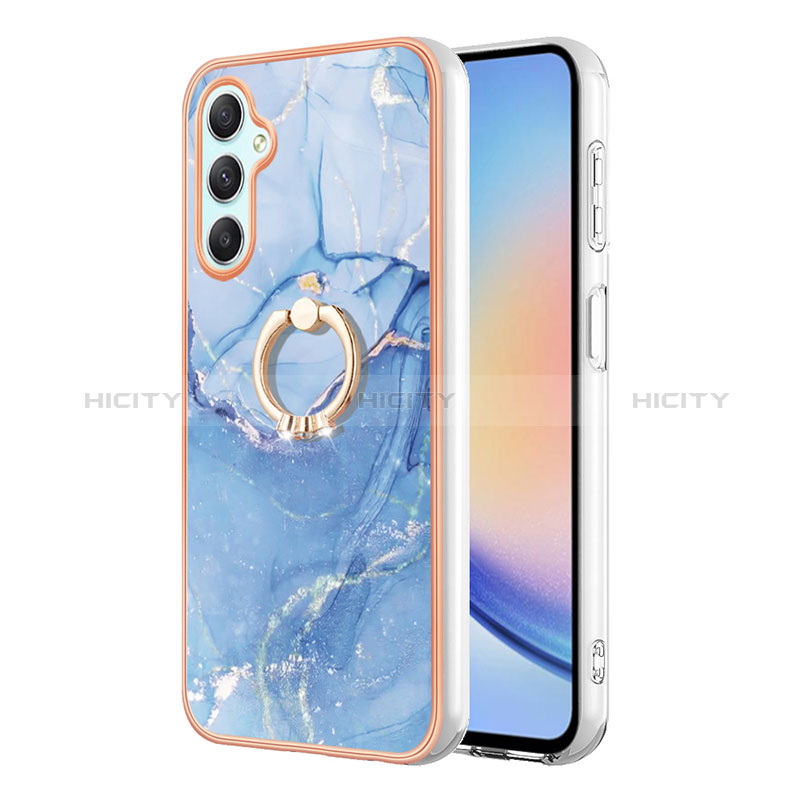 Funda Silicona Gel Goma Patron de Moda Carcasa con Anillo de dedo Soporte YB1 para Samsung Galaxy A24 4G