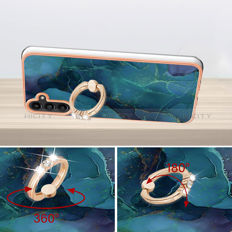 Funda Silicona Gel Goma Patron de Moda Carcasa con Anillo de dedo Soporte YB1 para Samsung Galaxy A34 5G