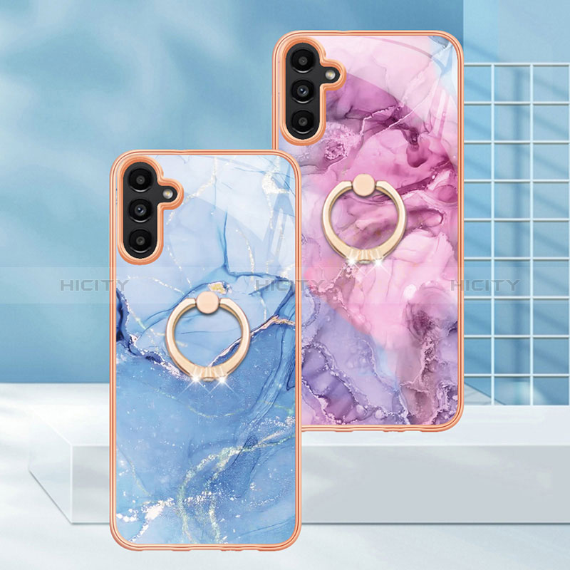 Funda Silicona Gel Goma Patron de Moda Carcasa con Anillo de dedo Soporte YB1 para Samsung Galaxy A54 5G