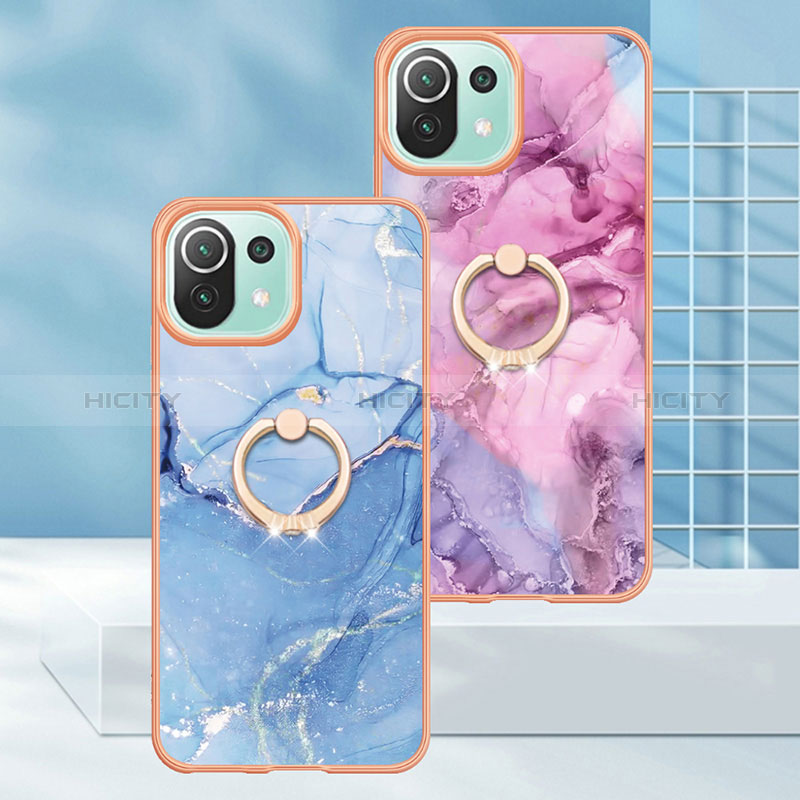 Funda Silicona Gel Goma Patron de Moda Carcasa con Anillo de dedo Soporte YB1 para Xiaomi Mi 11 Lite 4G