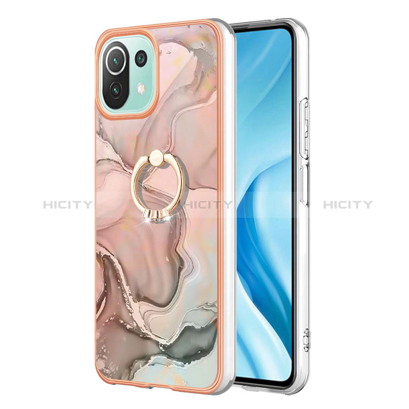 Funda Silicona Gel Goma Patron de Moda Carcasa con Anillo de dedo Soporte YB1 para Xiaomi Mi 11 Lite 4G