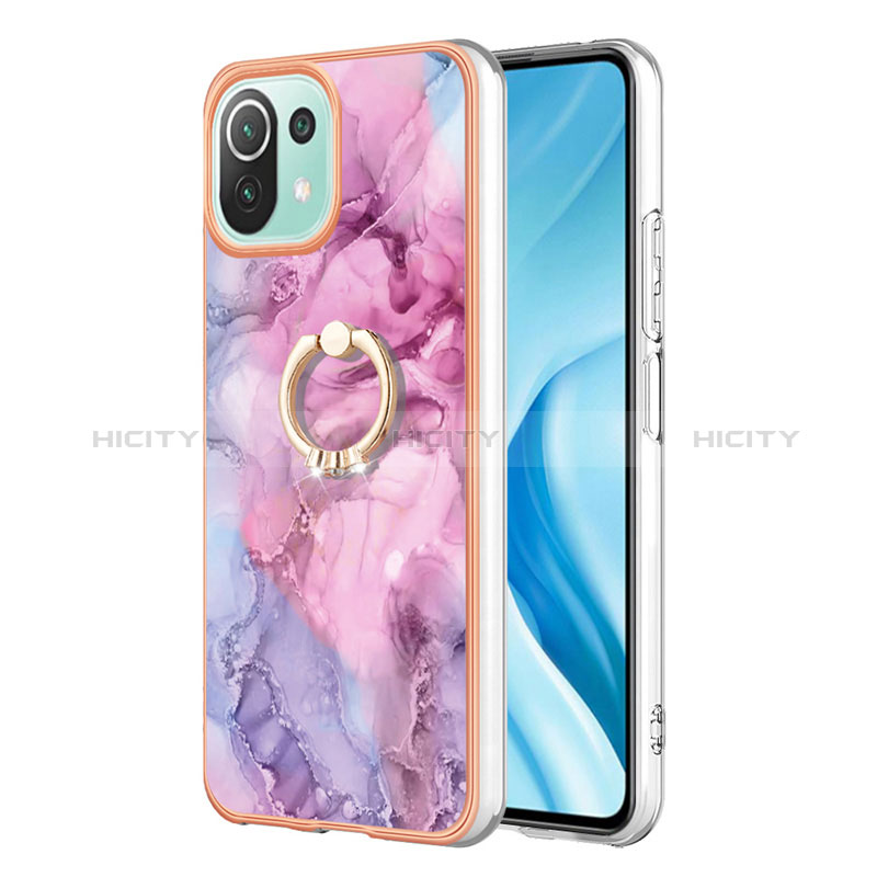 Funda Silicona Gel Goma Patron de Moda Carcasa con Anillo de dedo Soporte YB1 para Xiaomi Mi 11 Lite 4G