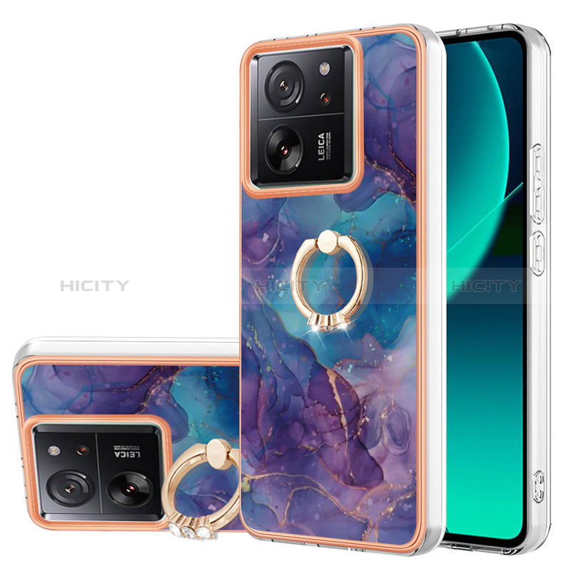 Funda Silicona Gel Goma Patron de Moda Carcasa con Anillo de dedo Soporte YB1 para Xiaomi Mi 13T 5G