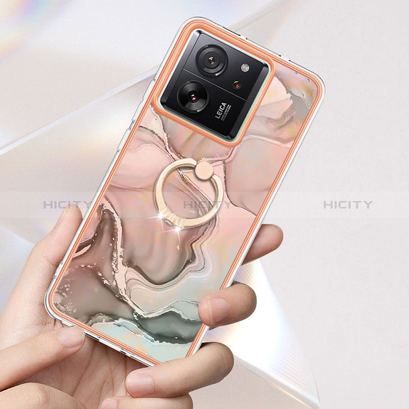 Funda Silicona Gel Goma Patron de Moda Carcasa con Anillo de dedo Soporte YB1 para Xiaomi Mi 13T Pro 5G