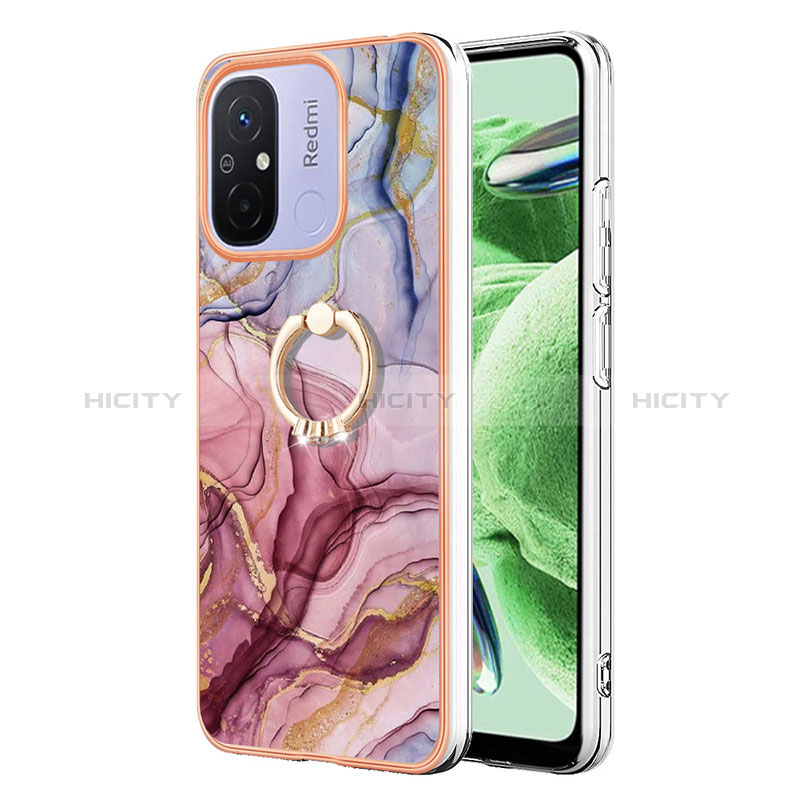 Funda Silicona Gel Goma Patron de Moda Carcasa con Anillo de dedo Soporte YB1 para Xiaomi Poco C55