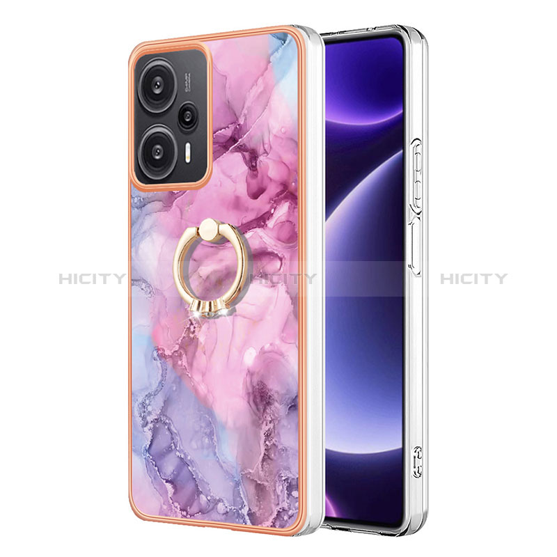 Funda Silicona Gel Goma Patron de Moda Carcasa con Anillo de dedo Soporte YB1 para Xiaomi Poco F5 5G