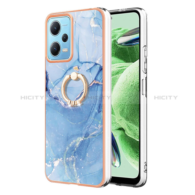 Funda Silicona Gel Goma Patron de Moda Carcasa con Anillo de dedo Soporte YB1 para Xiaomi Poco X5 5G Azul