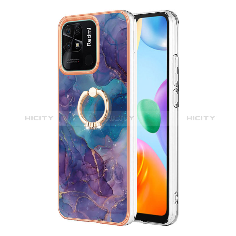 Funda Silicona Gel Goma Patron de Moda Carcasa con Anillo de dedo Soporte YB1 para Xiaomi Redmi 10 India