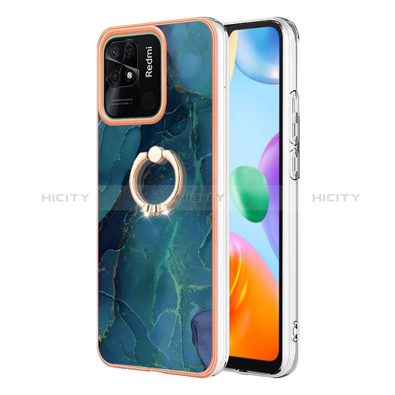 Funda Silicona Gel Goma Patron de Moda Carcasa con Anillo de dedo Soporte YB1 para Xiaomi Redmi 10C 4G