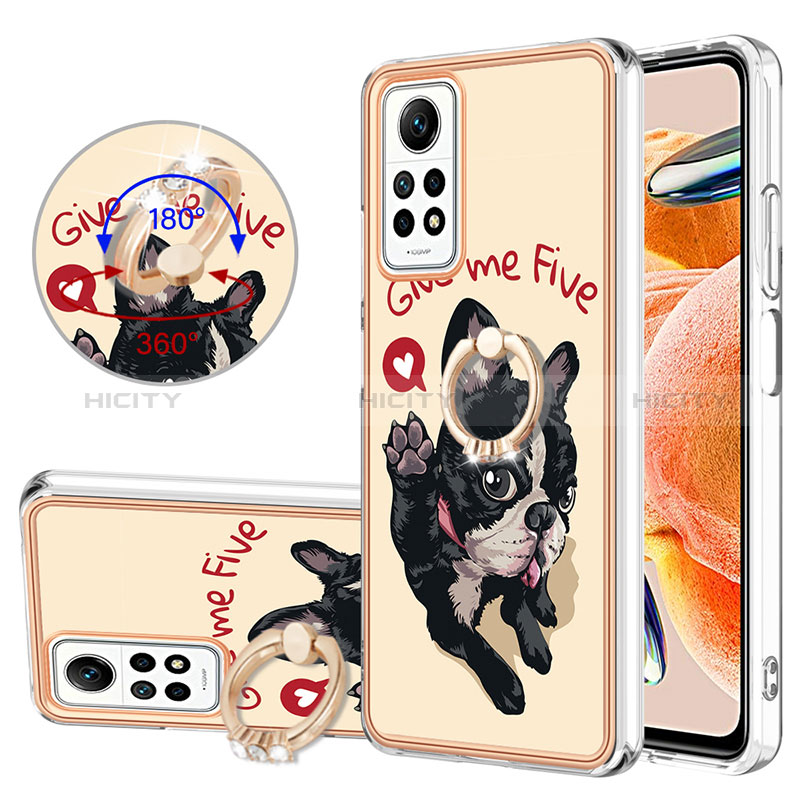 Funda Silicona Gel Goma Patron de Moda Carcasa con Anillo de dedo Soporte YB1 para Xiaomi Redmi Note 11 Pro 4G