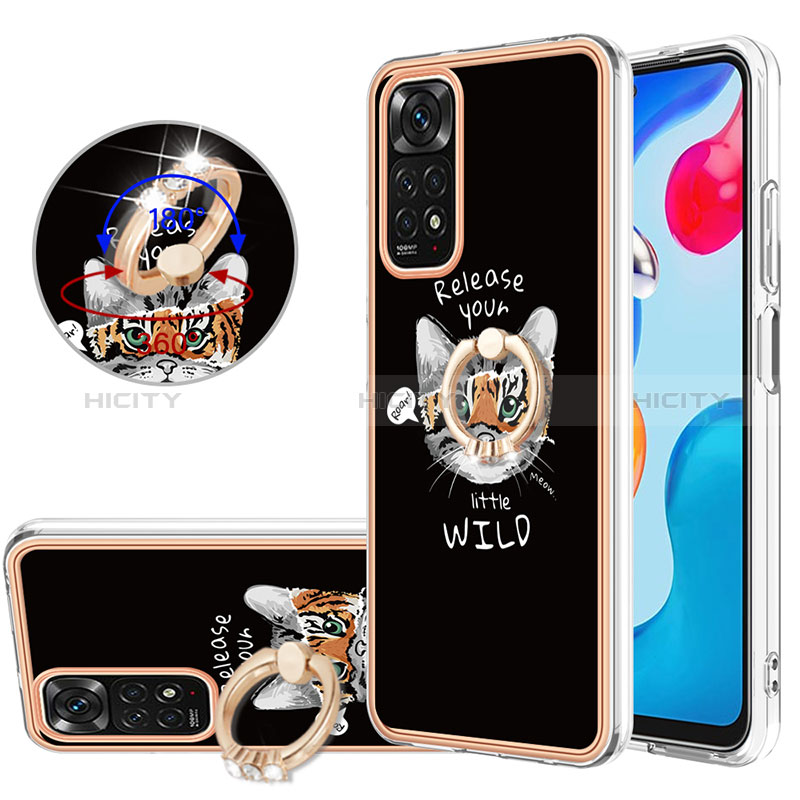 Funda Silicona Gel Goma Patron de Moda Carcasa con Anillo de dedo Soporte YB1 para Xiaomi Redmi Note 11S 4G