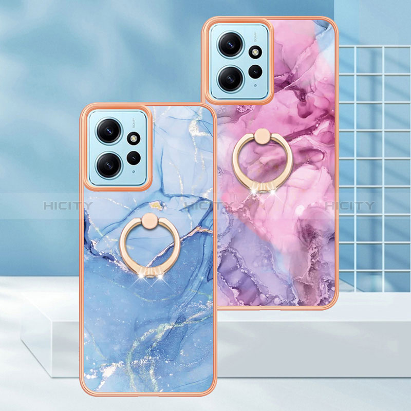 Funda Silicona Gel Goma Patron de Moda Carcasa con Anillo de dedo Soporte YB1 para Xiaomi Redmi Note 12 4G