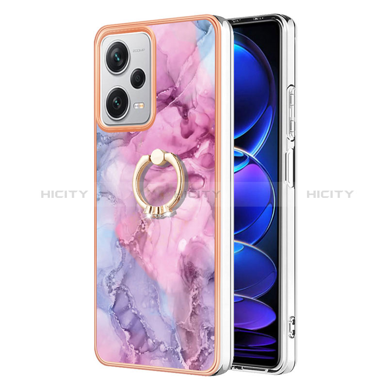 Funda Silicona Gel Goma Patron de Moda Carcasa con Anillo de dedo Soporte YB1 para Xiaomi Redmi Note 12 Explorer