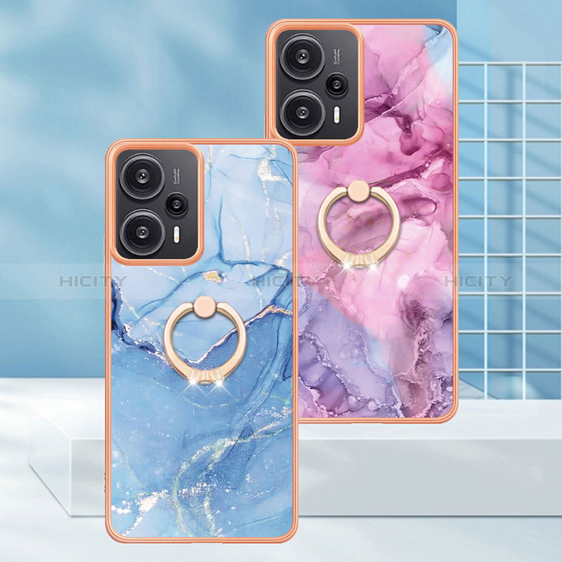 Funda Silicona Gel Goma Patron de Moda Carcasa con Anillo de dedo Soporte YB1 para Xiaomi Redmi Note 12 Turbo 5G