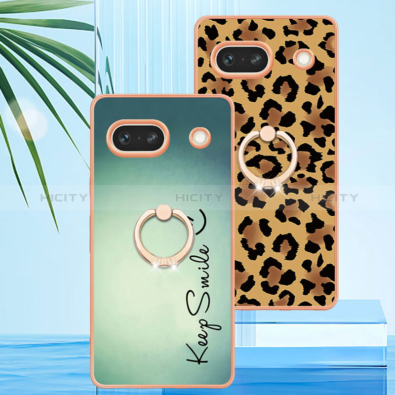 Funda Silicona Gel Goma Patron de Moda Carcasa con Anillo de dedo Soporte YB2 para Google Pixel 7a 5G