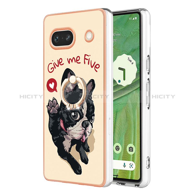 Funda Silicona Gel Goma Patron de Moda Carcasa con Anillo de dedo Soporte YB2 para Google Pixel 7a 5G