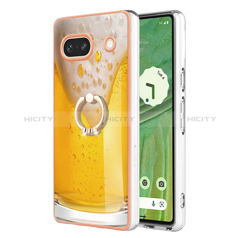 Funda Silicona Gel Goma Patron de Moda Carcasa con Anillo de dedo Soporte YB2 para Google Pixel 7a 5G