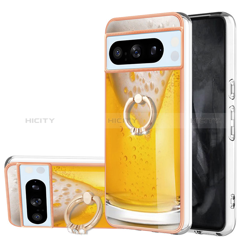 Funda Silicona Gel Goma Patron de Moda Carcasa con Anillo de dedo Soporte YB2 para Google Pixel 8 Pro 5G