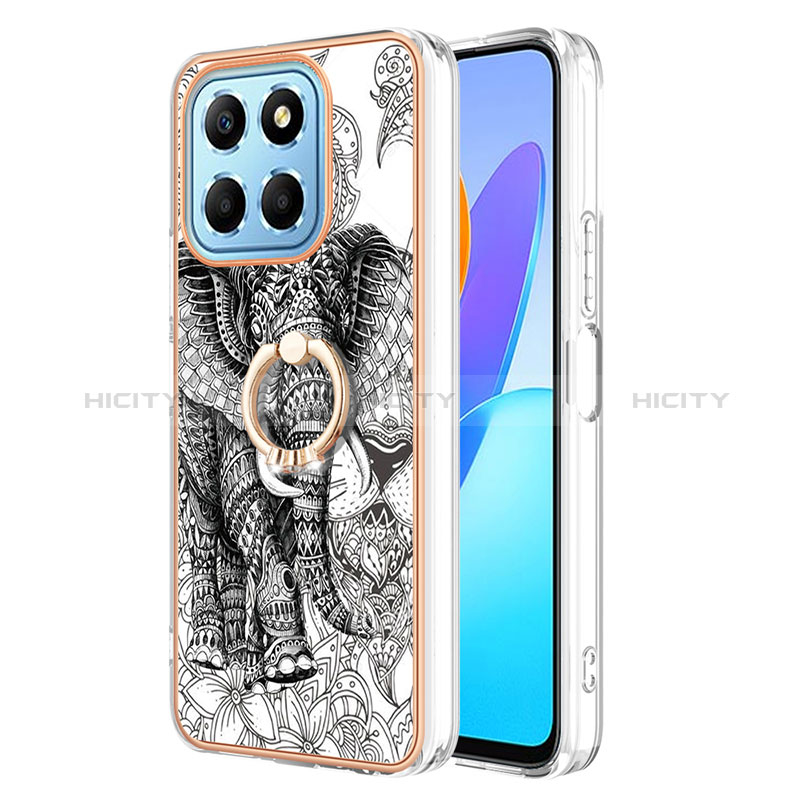 Funda Silicona Gel Goma Patron de Moda Carcasa con Anillo de dedo Soporte YB2 para Huawei Honor 70 Lite 5G