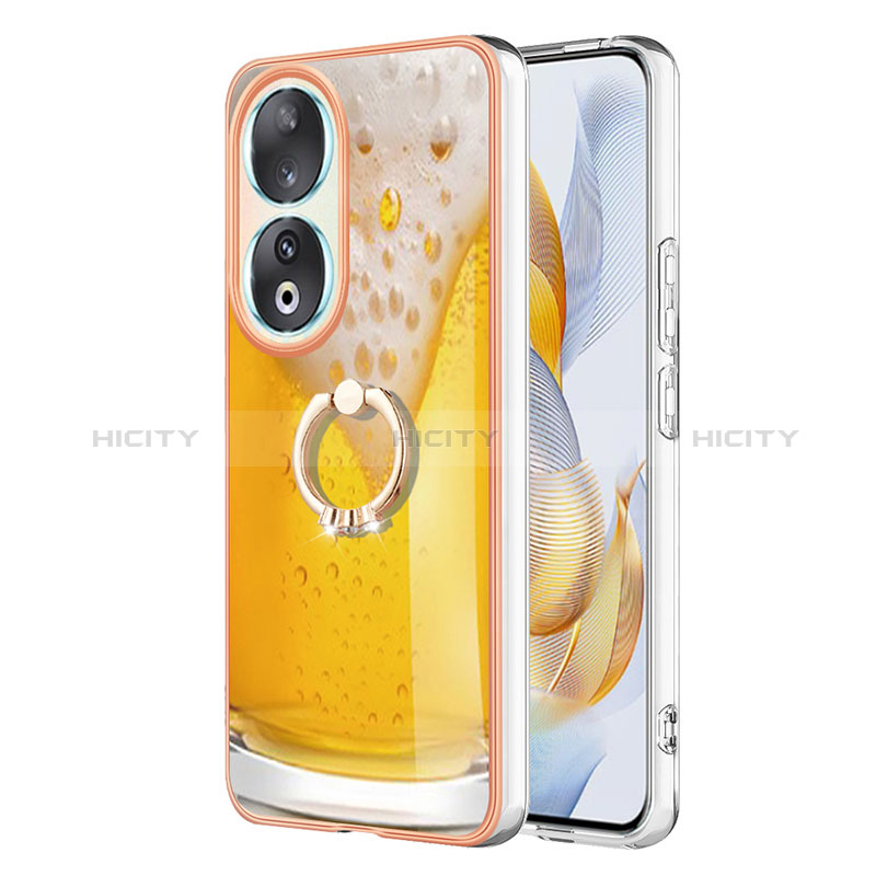 Funda Silicona Gel Goma Patron de Moda Carcasa con Anillo de dedo Soporte YB2 para Huawei Honor 90 5G